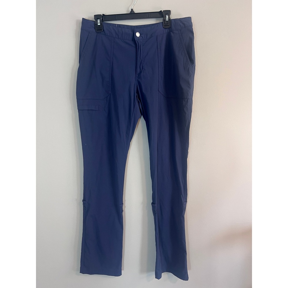 Columbia Navy Blue Roll Up Hiking Pants Womens 12 Long Straight Leg Cargo